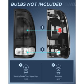 Nilight Taillight Assembly Compatible with Ford 1997 1998 1999 2000 2001 2002 2003 2004 2005 2006 2007 F150 Styleside F250 F350 F450 F550 Super Duty Smoke Rear Lamp OE Style