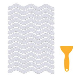 HATOOLHA 24pcs Bathtub Non Slip Stickers, Shower Floor Safety Non Slip Wave Strips Anti Slip Stickers for Bathroom Tubs Stairs, with Scraper (Transparent)