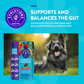 NaturVet Evolutions Probiotic & Superfoods 90ct Soft Chews for Dogs - Prebiotic & Probiotic Blend, Digestive Enzymes, Bone Broth, Omega's - Nourishes Natural Gut Bacteria and Intestinal Microflora