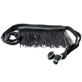 HILASON 1" X 8Ft Braided Barrel Horse Racing Reins Knots Fringe Crystal