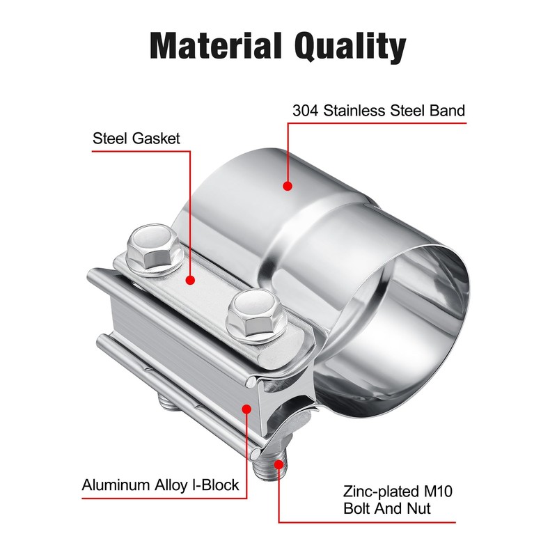 EVIL ENERGY Exhaust Clamp, Lap Joint Band Clamp Stainless Steel