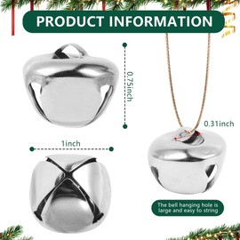 KISEER 100 Pcs Jingle Bells Bulk, 1 Inch Craft Bells for DIY Christmas Home Decoration (Silver)