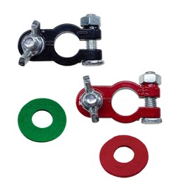 Zinc-Plated Terminal Ends, Car Battery Terminal Clamps Connectors, Universal Negative & Positive Battery Cable Terminals with Felt Fiber Washers, Top Post Terminal Connectors for Car Truck Marine Boat