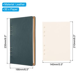 PATIKIL 6 Ring Binder Cover, A5 Leather Notebook Binder Mini Refillable Loose Leaf Personal Planner with 80 Sheets Paper, Green