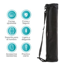 Thefne Bolso para Tapete de Yoga con Cierre Completo. Funda Resistente y Ligera para Yoga Mat. Compatible con cualquier Colchoneta de Yoga. Yoga Mat Bag. (Negro)