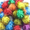 Plush Pompoms with Silver Glitter 10 mm, Round Pompom, Pack