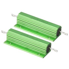 PATIKIL 100W 10K Ohm Aluminum Shell Resistor, 2 Pack Aluminum Housing Resistor Housed Case Wirewound Resistors Screw Tap Power Resistor 5% Tolerance, Green