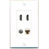 Wallplate City 4 Port 1 Gang Jack Face Cover Coupler CAT6 COAX 2 HD Wall Plate