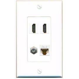 Wallplate City 4 Port 1 Gang Jack Face Cover Coupler CAT6 COAX 2 HD Wall Plate