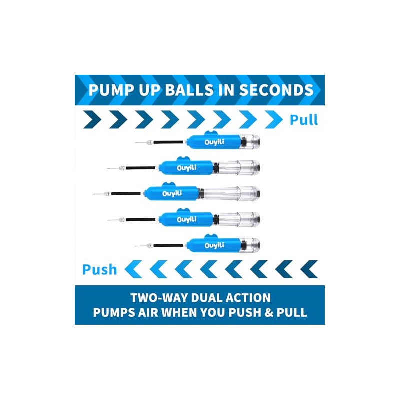 Portable Two-Way Sports Ball Pump Kit with Needles & Hose