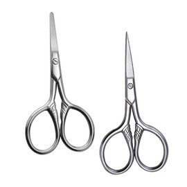 Healvian 2Pcs Stainless Steel Eyebrow Scissors for Precision Grooming Small Beard Trimming Tools Stylish Appearance for Modern Men for Facial Hair and Eyebrow Trimming