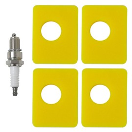 Upgrade 4-Pack 799579 Air Filter with Spark Plug for B-riggs and S-tratton 550E-550Ex Series 09P000, 08P000 Engine, Lawn Mower Air Cleaner Foam Filter Replaces 4248 5434 799579