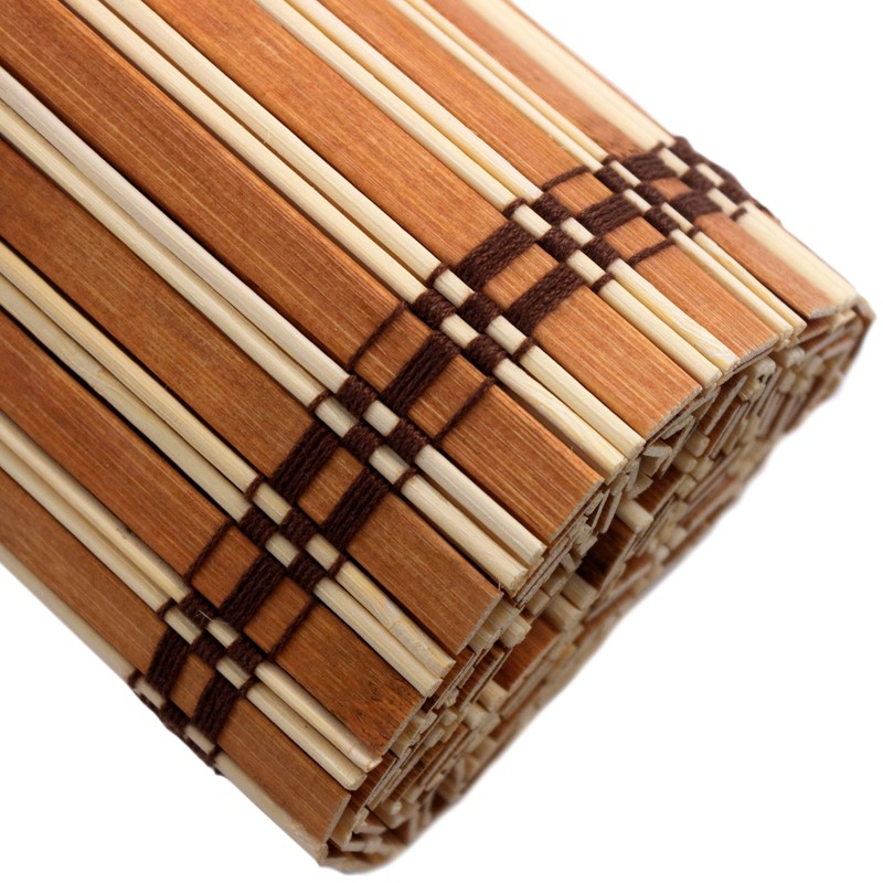 Red Lantern Burnt Bamboo Cordless Window Shade - Two-tone Honey,