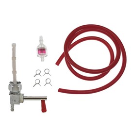 Fuel Tap M16 + Fuel Hose Red + Filter Suitable for Simson Schwalbe KR51/1 KR51/2 S51 S50 S70 KR51 SR50 SR80