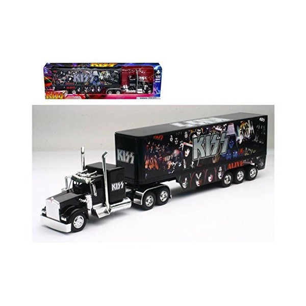 New Ray New 1:32 NEWRAY Truck & Trailer Collection - Black Kenworth W900 - KISS Diecast Model Toys