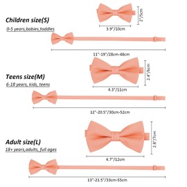 Kajeer Classic Pre-Tied Mens Bow Ties Formal Adjustable Solid Tuxedo Bowtie for for Adults & Children(Light Peach, M - (6-18 years, kids, teens))