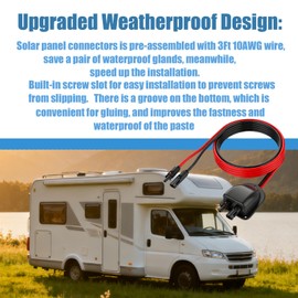 Solar Cable Entry Gland with 3FT 10AWG Solar Extension Cable MC4 Connectors Solar Junction Box Fit for RV Boat Camper & Van Lnstallations Tinned Copper Wire
