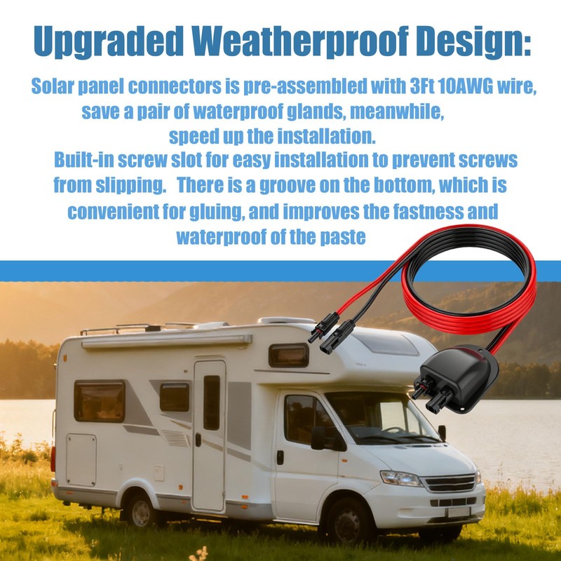 Solar Cable Entry Gland with 3FT 10AWG Solar Extension Cable