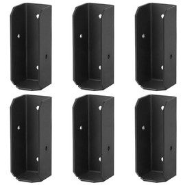 MOUNTAIN_ARK 6 Pack 2x6 Black Deck Fence Rail Bracket for Wood, Roof Rafter Connector, U Shape Concealed Joist Hanger, 11 Gauge