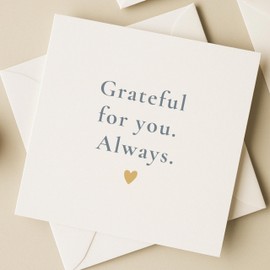 TEEMI Grateful For You. Always. | Simple Thank You Card for Friends, Family or Partner | Minimalist Emotional Greeting Card