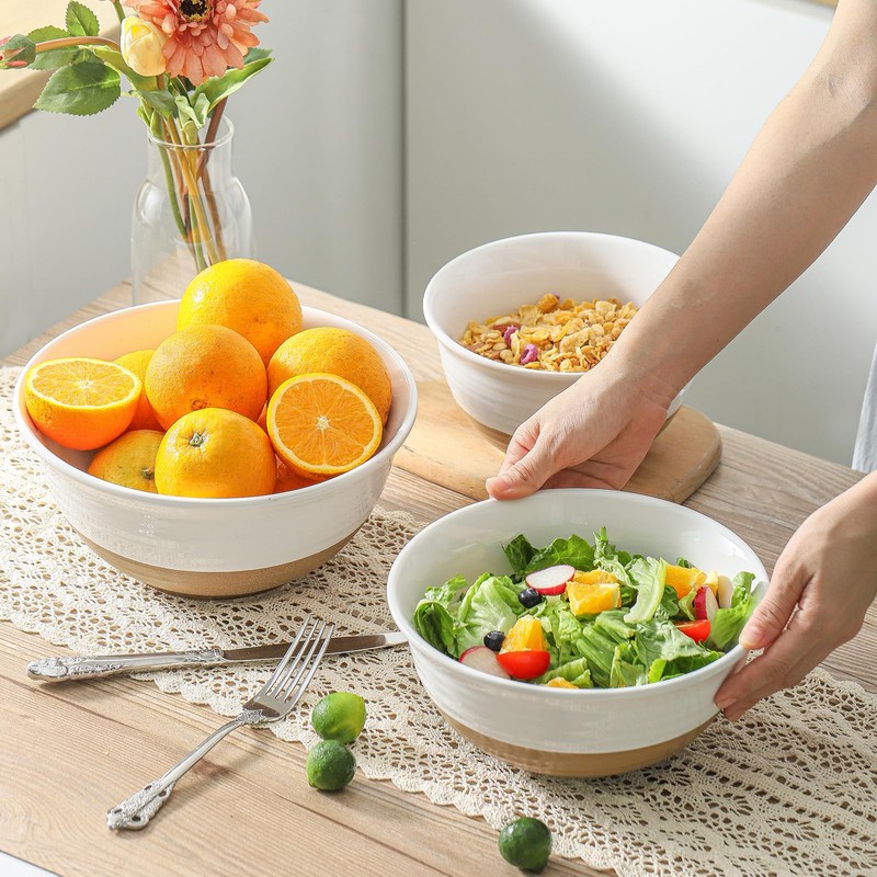 Tikooere Ceramic Mixing Bowls,Large Serving Bowls 2.1/1.5/1.0 Qt,Salad Bowls Set