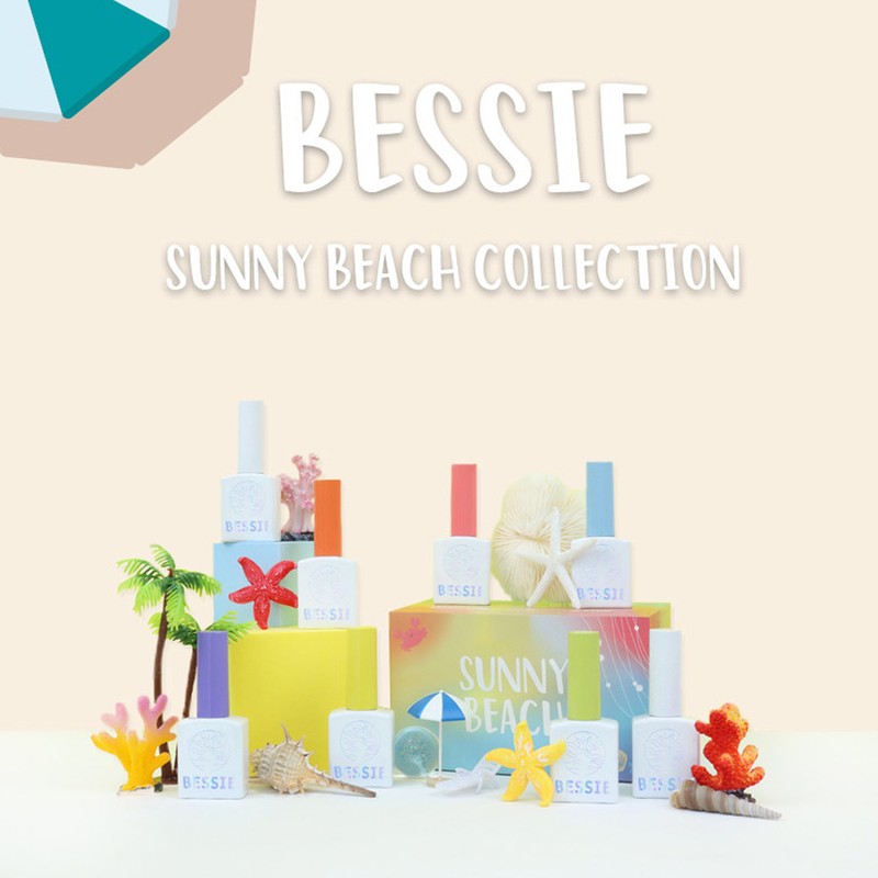 classic nail Bessie Summer Sunny Beach 8-piece set Syrup Glitter