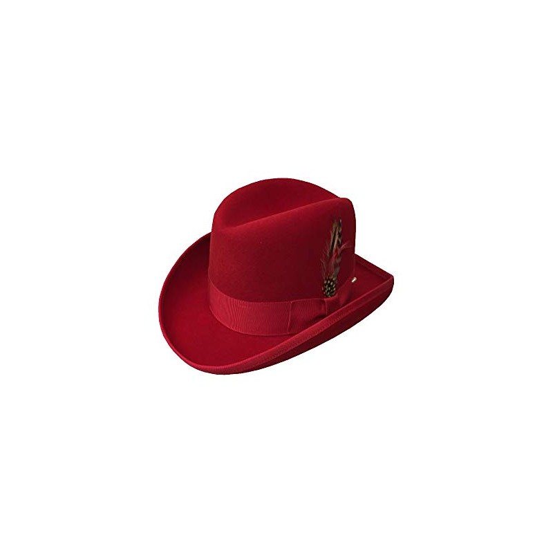 Deluxe Homburg Fedora Hat in Scarlet Red (Small = 21.5")