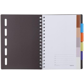 Risedot Spiral Notebook, Black 5 Subject Spiral Bound Journal Wide Ruled Spiral Notebook, with A5 Lined Notebook