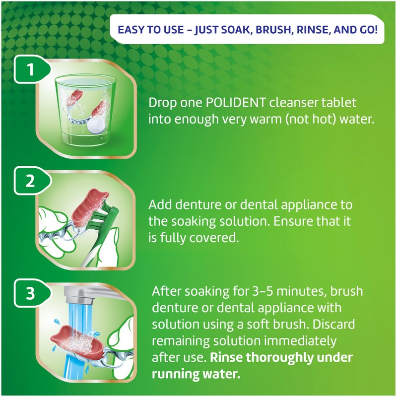 Polident 3 Minute Antibacterial Dental Appliance Cleanser Tablets, 60 Count