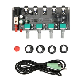 4 Way Stereo Mixer Board 4 In 1 Out Adjustable Volume DIY Sound Source Reverberator Driver Headphone Amplifier Mixer