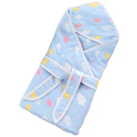 Boa Sortch Newborn Baby Swaddle Bath Towel Blanket, 100% Cotton, 6 Layers, Gauze (Blue)