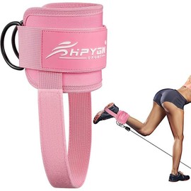 Ankle Strap for Cable Machine, Padded Ankle Straps for Cable Machine Kickbacks, Glute Workouts, Leg Extensions, Curls, Booty Hip Abductors Exercise, Adjustable Comfort Ankle Cuff for Gym - Color: Single-Pink