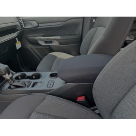 Auto Console Covers- Fits The Ford Ranger 2024-2025 Center Console Armrest Cover Waterproof Neoprene Fabric.. (Black)