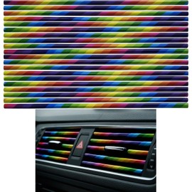 CTRICALVER 20 cm Car Air Vent Decoration Strips (20 Pieces), DIY Decoration Strips PVC Car Air Conditioning Air Outlet Trim Strip Decor Accessories (Electroplating Colourful)