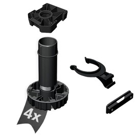 siwitec 4 x Complete Base Foot Kit Black 80mm Includes Bezel Brackets & Chambers & Glides Screw On 200kg per Feet Black Cabinet Feet Furniture Feet