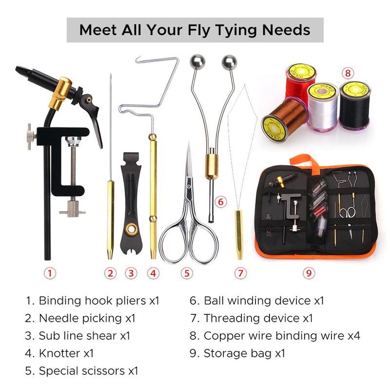 Lixada Fly Tying Tools Kit with Fly Tying Threader Needle
