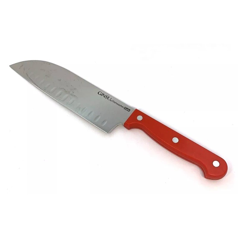GINSU Kiso 7" Santoku Knife Red Dishwasher Safe Stainless Steel