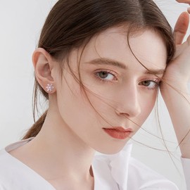 6 Pairs Sterling Silver Stud Earrings Set For Women S925 Silver Hypoallergenic Stud Earrings Small Stud Earring Set Pearl Butterfly Clover Rabbit Heart Earrings For Girls