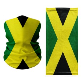 Jamaica Flag Neck Gaiter – Breathable Caribbean Face and Head Cover – Multifunctional Bandana with Vibrant National Colors – Lightweight UV Shield for Travel, Sports & Festivals