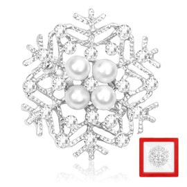 MELLIEX Christmas Snowflakes Brooch Pin Rhinestone Beads Christmas Brooches Crystal Christmas Decorations Gold & Silver, Metal
