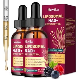 Paquete de 2 Suplemento de NAD liposomal - Gotas líquidas de 1200 mg de NAD para mujeres y hombres con resveratrol y extracto de pimienta negra -...  