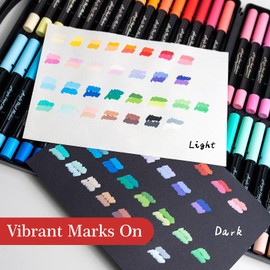 Techjob 60 Colors Acrylic Paint Markers, Water-Based Paint Pens Brush Tip