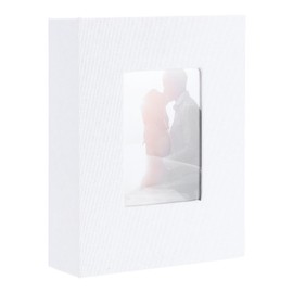 sourcing map Photo Album, 4 x 6 Linen Cover Photo Album Small Photo Album Book for 100 Pockets Hold 100 Pictures for Wedding Family Anniversary Engagement Travel, (White)