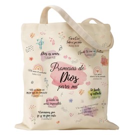 Spanish Bible Gift Tote Bags - Believer Bible Verse Canvas Tote Bag Spanish Religious Gifts for Women First Communion Baptism Inspirational Christian Religious