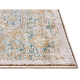 Well Woven Kensington Maxwell Blue Modern Medallion Antique Vintage Distressed Area Rug 3'11" x 5'3"