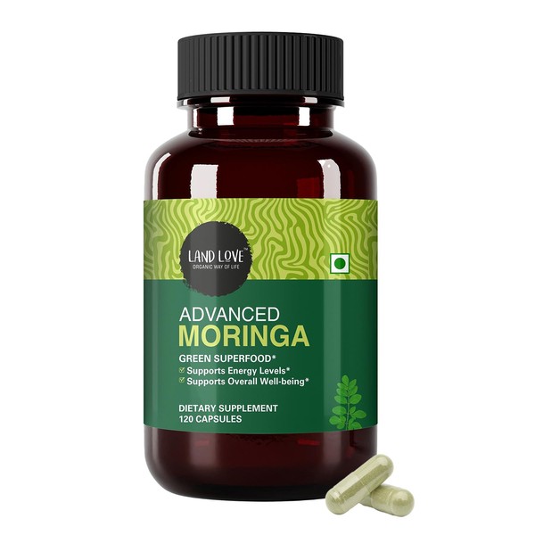 LAND LOVE Advanced Moringa Oleifera Leaf Herbal Powder Capsules 120