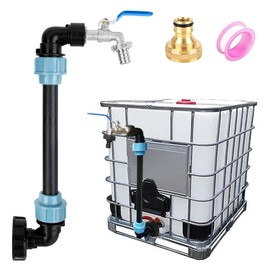 XCRPRT IBC Adapter with Gooseneck Brass Tap, S60 x 6 Tap Stopcock, 3/4 Inch for 1000 L Rainwater Tank, IBC Tank Accessories for Rainwater Tank, Water Barrel, IBC Container
