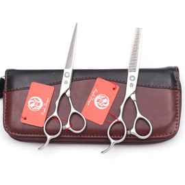 Tijeras de corte de cabello y tijeras de entresacar profesionales para zurdos Purple Dragon de 6"