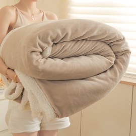 PAJEO Sherpa Fleece Throw Blanket for Couch - Thick and Warm Bed Blanket Dual Sided,Soft Fuzzy Plush Throw Blanket,Queen Size 80x90 Inches