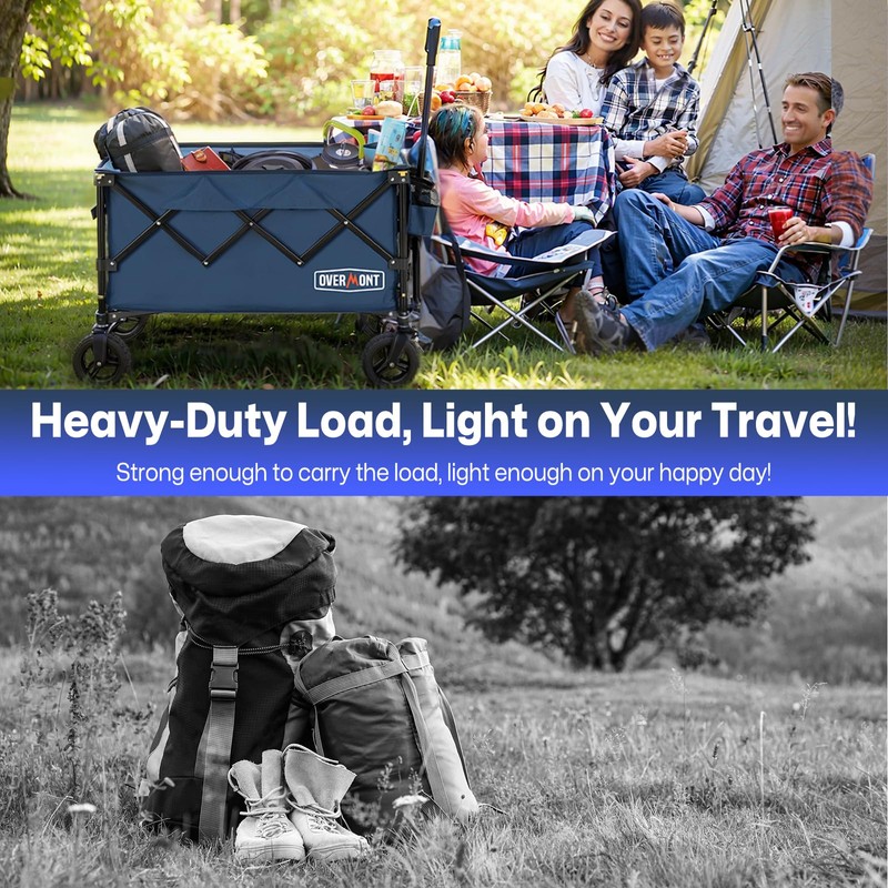 Overmont Ultra-Compact Collapsible Wagon Cart - 200L Portable Folding Wagon